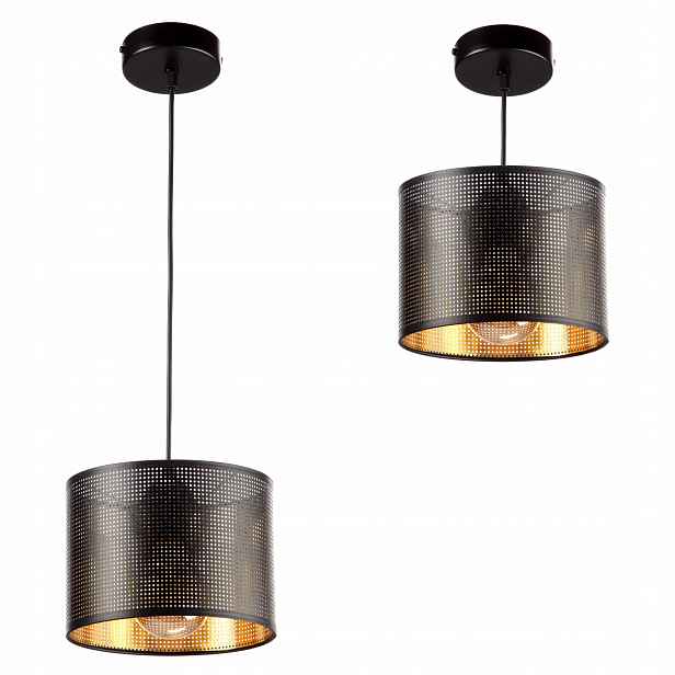 Závěsná Stropní Lampa S Prolamovaným Stínidlem A Dírami, Zlatá Led, Polská Lampa
