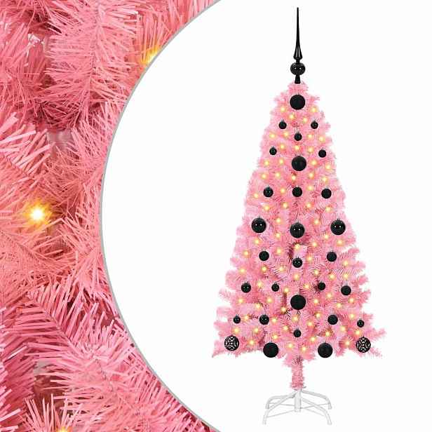 vidaXL Vánoční stromeček Růžová 120 cm PVC