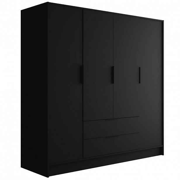 ALTDECOR ŠATNÍ SKŘÍŇ s křídlovými dveřmi KOLIN 200 x 200 cm, černá