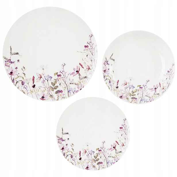 Sada jídelní servis porcelánový s květinami Louka 18 dílů