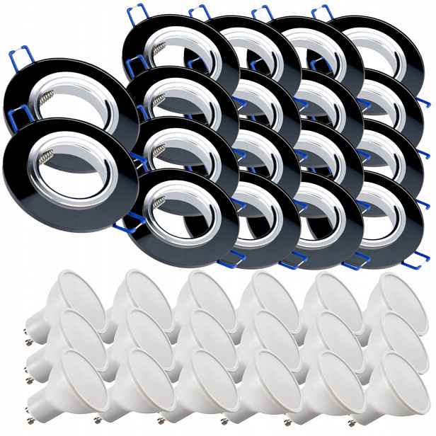 18 x Skleněná Černá Stropní Lampa Halogenová Objímka Led Žárovky 3W