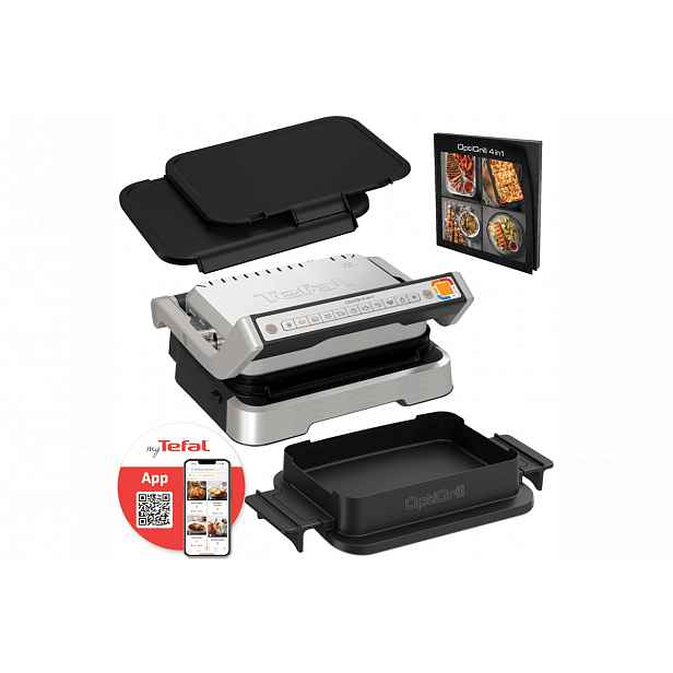 Akční set elektrický gril Tefal OptiGrill 4v1 a příslušenství plancha desky