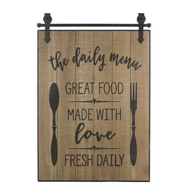 Hnědá kovovo-dřevěná nástěnná cedule The Daily Menu – 38*2*57 cm Chic Antique