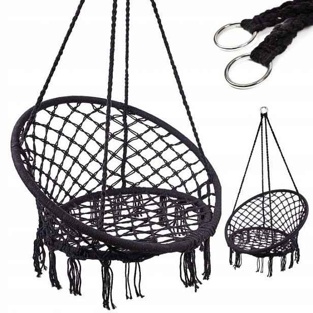Houpačka Luaro Křeslo Houpací Hnízdo Černá 80 CM 150 Kg