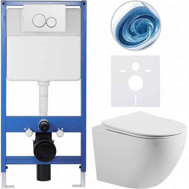 Kompletní WC set Profi/Cesso - bílá matná - WC tlačítko Duo/Bílá - předstěnová instalace - 49x36 cm - 8050BD84341