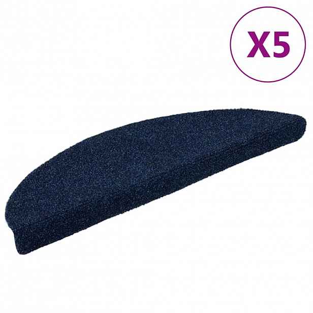 vidaXL Schodové rohože samolepicí 5 ks 56 x 17 x 3 cm tmavě modré půlkulaté
