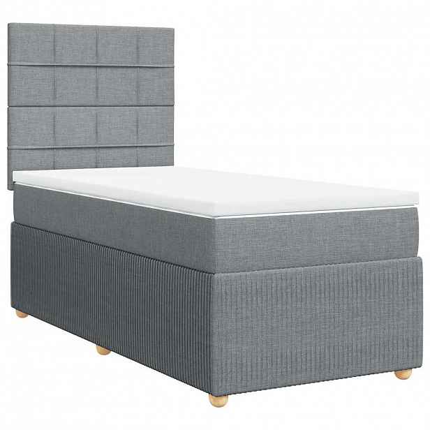 vidaXL Box spring postel s matrací světle šedá 90x190 cm textil