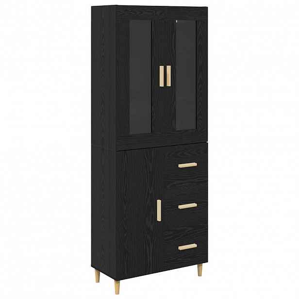 vidaXL Vysoký bufet Černý dub 69,5 x 34 x 180 cm Kompozitní dřevo