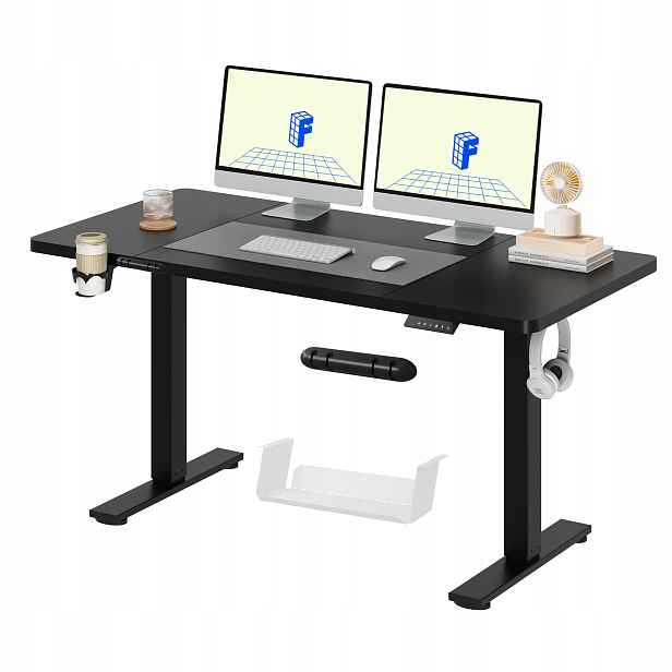 Elektrický obdélníkový psací stůl Flexispot 140x60x73 cm černý, pevný, loftový