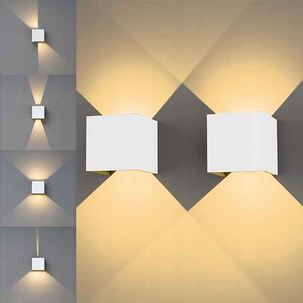 Venkovní nástěnné Led svítidlo 2 ks 12W 3000K IP65 Bílé Up Down Nastavitelné