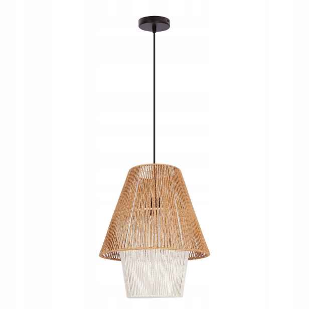 Závěsná lampa Africa Stropní 40 cm Boho 40W E27 stínidlo béžová bílá šňůrka