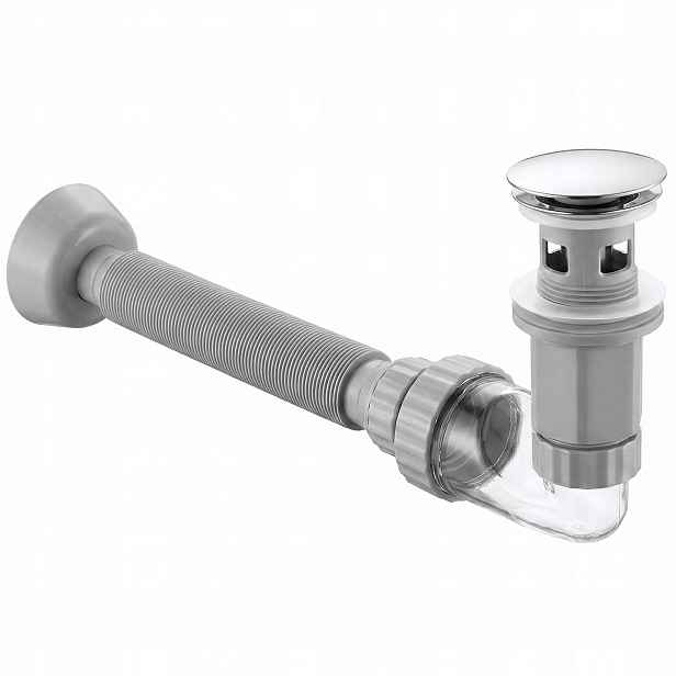 Umyvadlový Sifon Zátka Klik Klak Přepad 45 mm Flow Chrom Lesk Rea