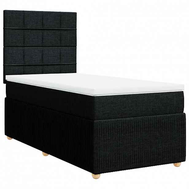 vidaXL Box spring postel s matrací černá 90x190 cm textil