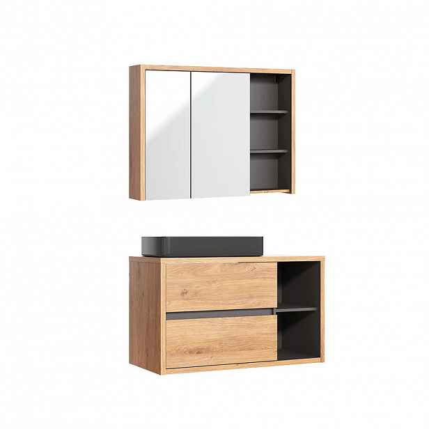 Petits-meubles KOUPELNOVÝ NÁBYTEK 100cm Rigel 2er-Set Dřevo a antracit