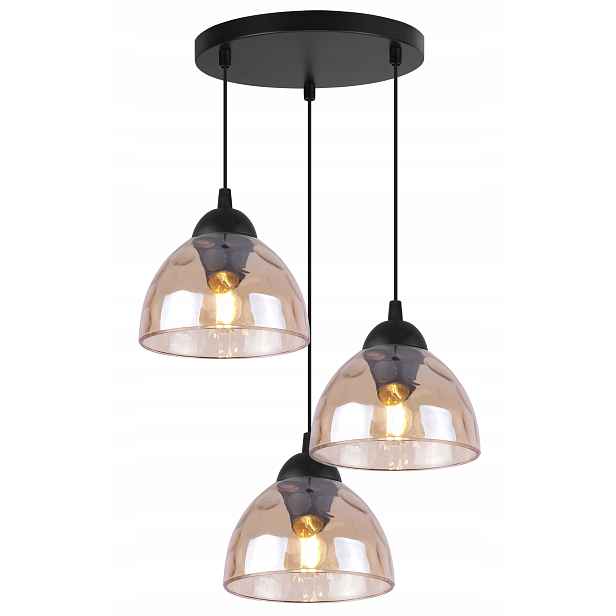 Závěsná Stropní Lampa Lustr Skleněná Mísa Medové Stínítko Do Kuchyně 3XE27