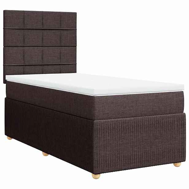 vidaXL Box spring postel s matrací tmavě hnědá 90x190 cm textil