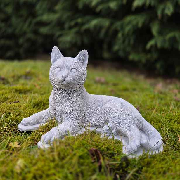 Betonová socha kočky, figurka kočky do zahrady Bdělý strážce zahradní figurky