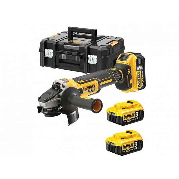 DeWALT - 18V AKU úhlová bruska 125 mm, 3x aku 5,0 Ah XR, nabíječka DCG405P3