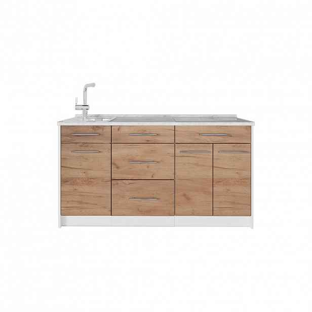 Vicco KUCHYŇSKÝ BLOK Fame-Line, Zlatý mocný dub/Bílá, 150 cm, PD Mramor