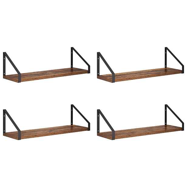 vidaXL Nástěnné poličky 4 ks Staré dřevo 50 x 16 x 15,5 cm