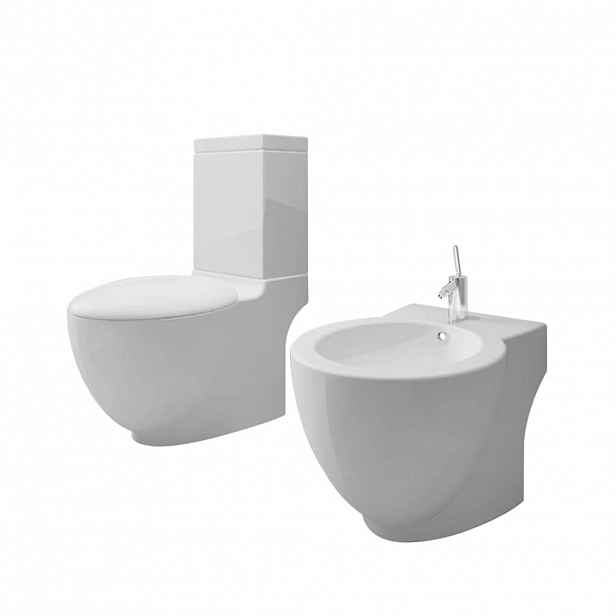 vidaXL Toaletní mísa a bidet ,  bílá keramika