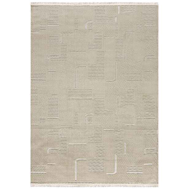 Koberec do obývacího pokoje béžový 80x150 cm geometrický, moderní, krátký vlas