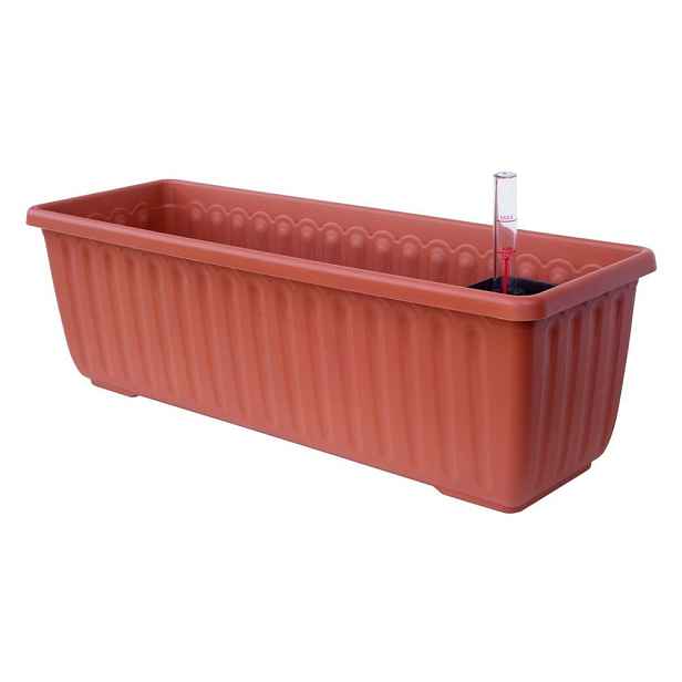 Hnědý samozavlažovací truhlík, délka 100 cm Siesta - Plastia