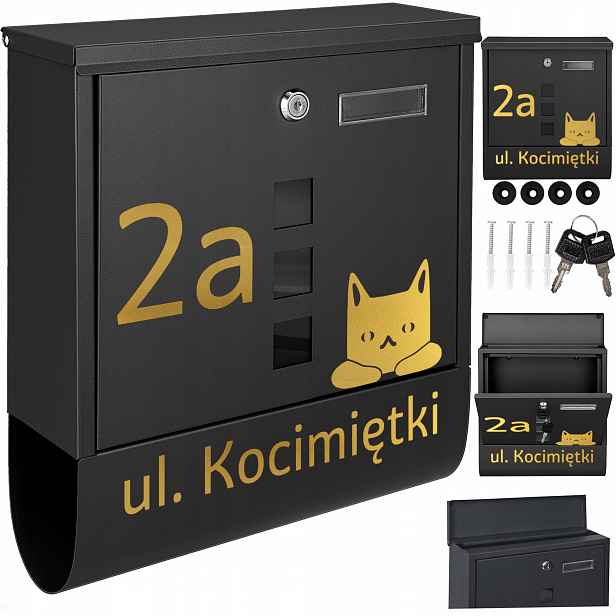 Poštovní Schránka Tuba Černá Zlatý Vzor
