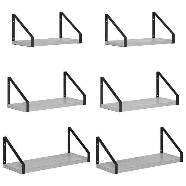 vidaXL Nástěnné poličky 6 ks Betonově šedá 40 x 16 x 15,5 cm
