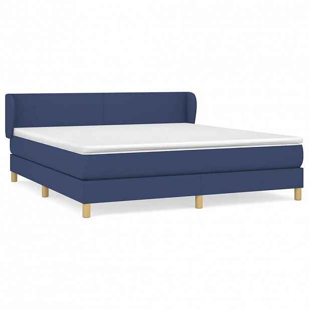 vidaXL Box spring postel s matrací modrá 160x200 cm textil