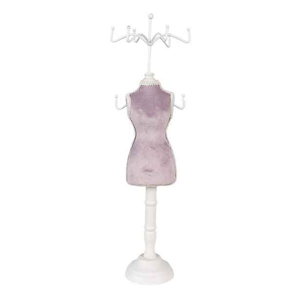 Fialovo-bílý stojan na šperky ve tvaru figuríny - 12*12*39 cm Clayre & Eef