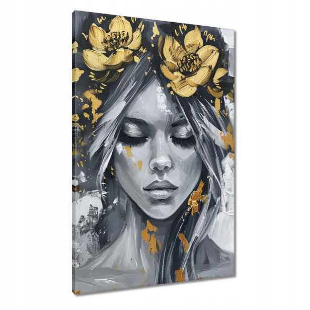 Obrazy 60x90 Žena Abstrakce Zlatá Květina