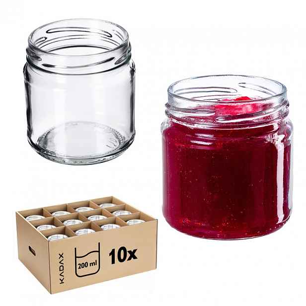 TEMU KADAX Sklenice 200 ml na med, džem, konzervy, konfitury, skleněné 10 ks Fi 66