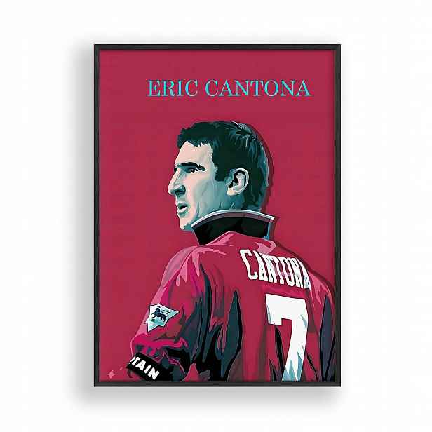 Obraz Eric Cantona Manchester United Plakát Rámeček Dřevěný Černý 30x42 cm