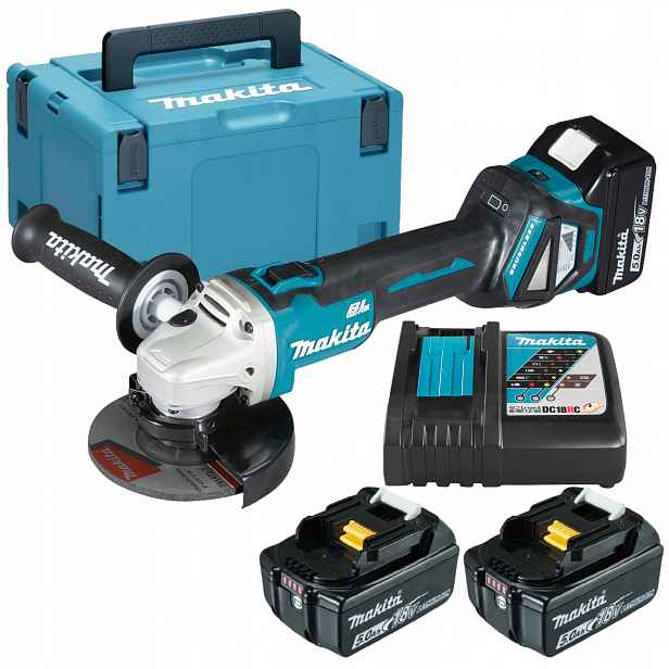 Makita DGA511RT3J Aku Úhlová Bruska Li-ion 125 mm 18 V 3x5,0 Ah