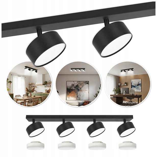 Stropní svítidlo reflektor 4xGX53 černé GX53 5W neutrální
