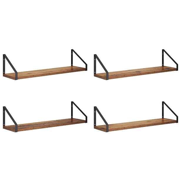 vidaXL Nástěnné poličky 4 ks Staré dřevo 60 x 16 x 15,5 cm