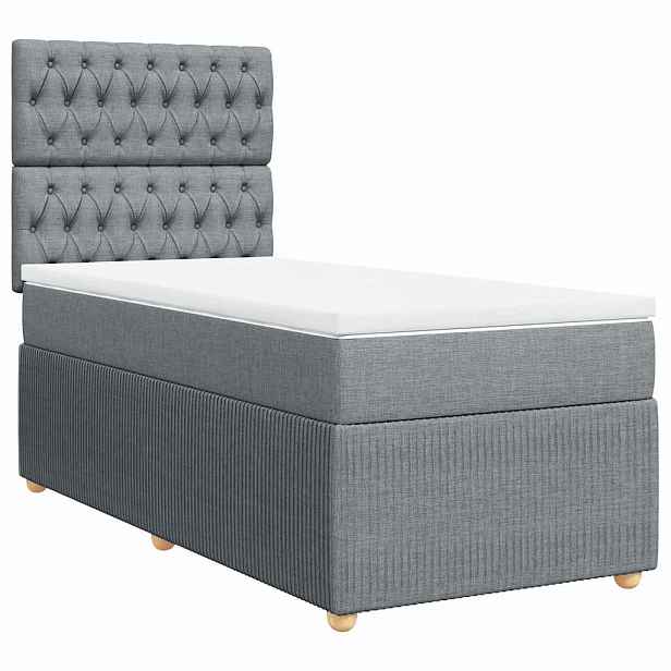 vidaXL Box spring postel s matrací světle šedá 90x190 cm textil