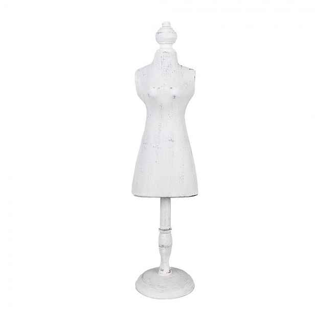 Bílá antik dřevěná dekorace figurína Mannequin - 13*11*51 cm Clayre & Eef