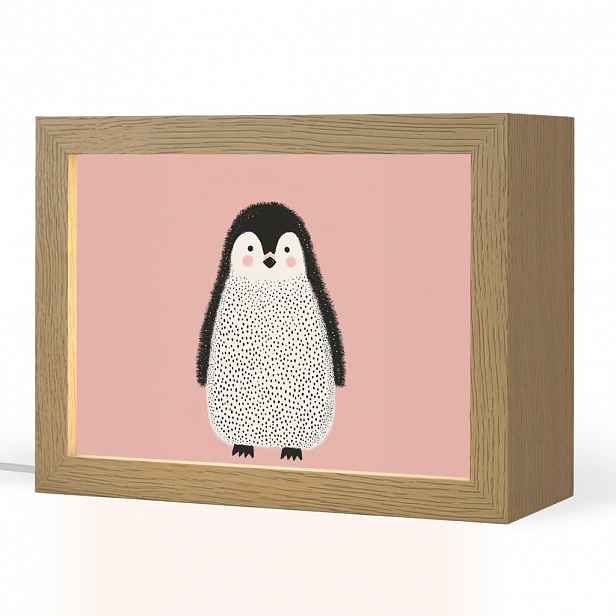 OnlyWow NOČNÍ LAMPIČKA Tučňák - Tečky - Minimalistický - Růžový 20x15 cm