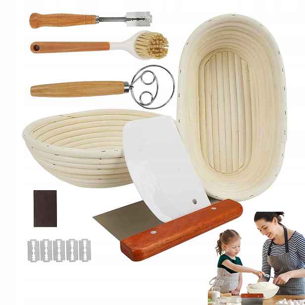 Ratanový Košík Na Chléb 23/25 CM Oválný Sada Na Pečení Chleba