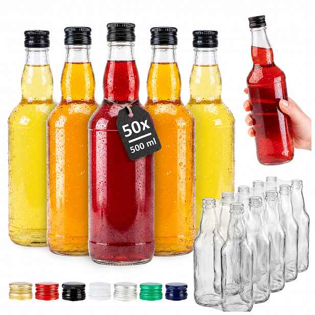 TEMU 50 ks Skleněné lahve pro 500 ml Alkohol, džusy, domácí likéry, produkty