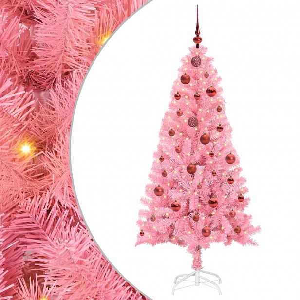 vidaXL Vánoční stromeček Růžová 150 cm PVC