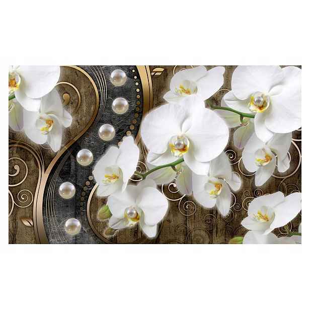 Vliesová fototapeta Bílé orchideje Zlaté perly Elegance 368x254 lepidlo