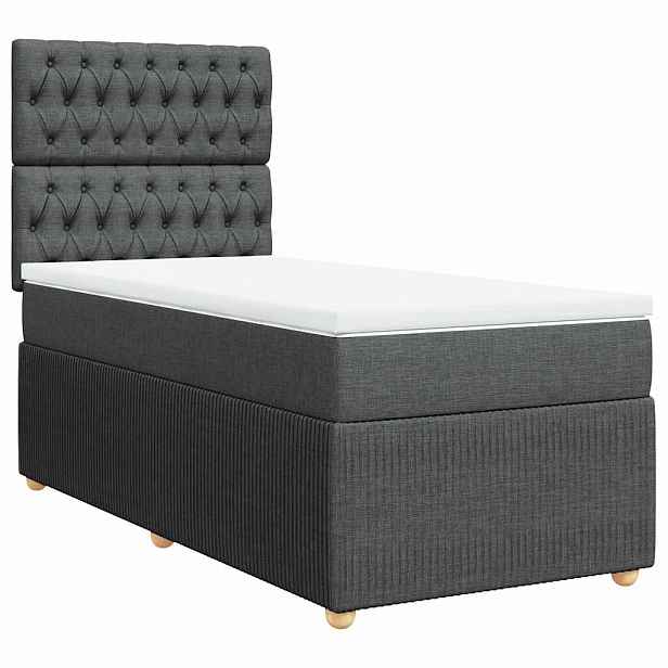 vidaXL Box spring postel s matrací tmavě šedá 90x190 cm textil