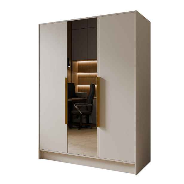 MASSENO ŠATNÍ SKŘÍŇ S OTOČNÝMI DVEŘMI RENVO, 150/200/51 cm moderní 3dveřová se zrcadlem, kašmírová