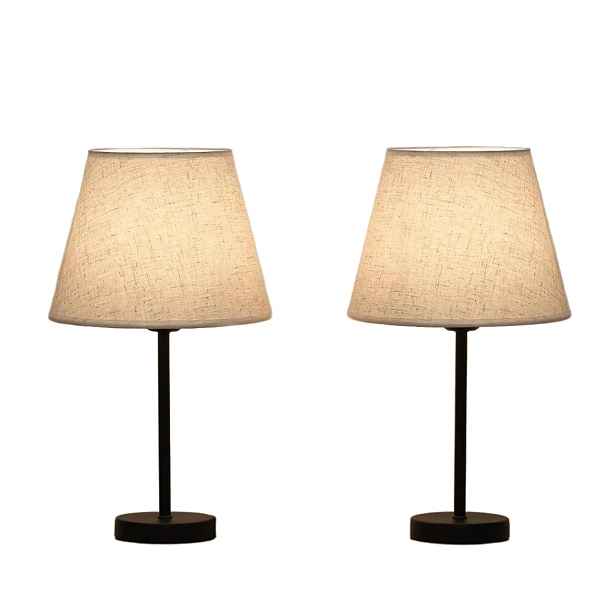 stolní lampy noční lampy sada 2 lamp lněné stínidlo E27 kovová základna