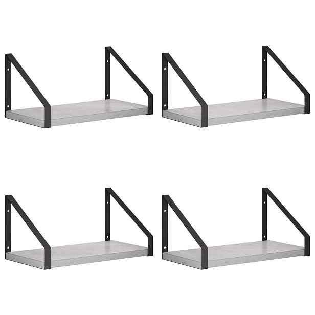 vidaXL Nástěnné poličky 4 ks Betonově šedá 30 x 16 x 15,5 cm