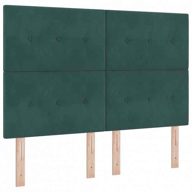 vidaXL Čelo postele Tmavě zelená 144 cm samet