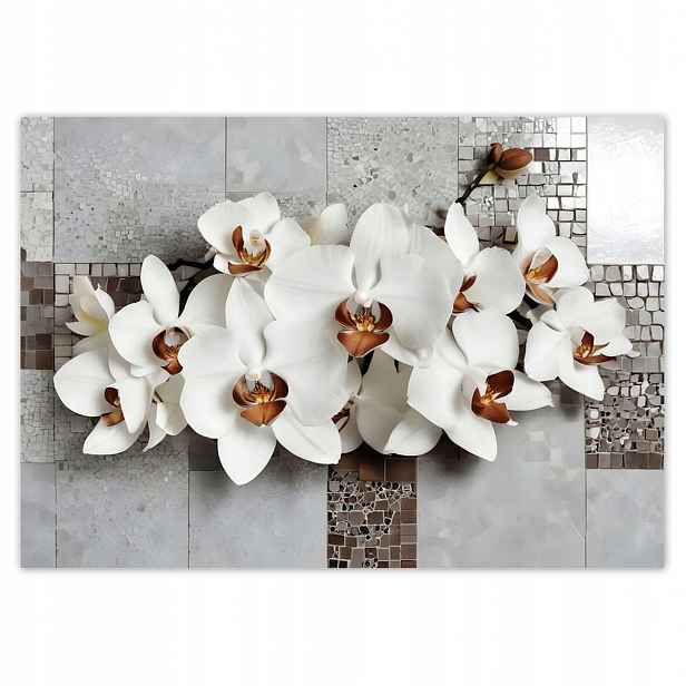 Fototapety 208x146 Bílé orchideje a mozaika